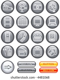Black Vector Icons Set - Media