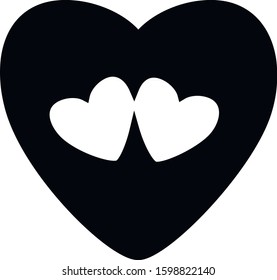 Black vector icons in the shape of a heart. Perfect for holidays Valintine's day (February 14) and March 8.