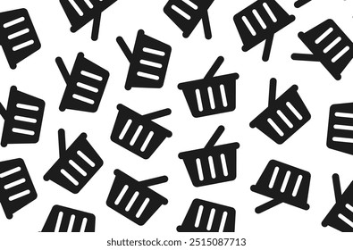 Black vector icons shopping carts background.