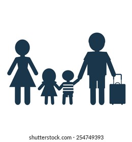 black vector icons of vacation  family