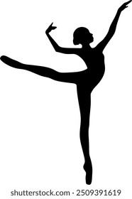 Black vector illustration of ballerina girl .Vector illustration without artificial intelligence.