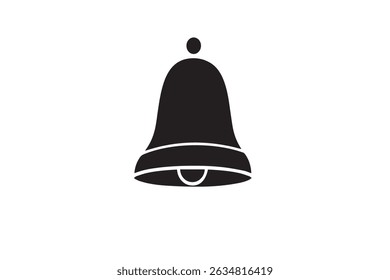 Black vector illustration of a bell in a simple and bold silhouette style. Ideal for notification icons, alarm graphics, school or church themes, holiday designs, and sound-related concepts.