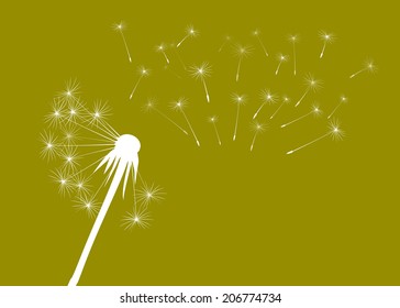 black vector illustration of blowing dandelion