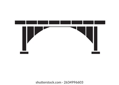 Ilustração de vetor preto de uma ponte em um estilo de silhueta arrojado e limpo. Ideal para temas de arquitetura e infraestrutura, gráficos de viagens e turismo, projetos de paisagens urbanas, apresentações de engenharia.