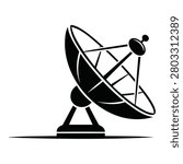 Black vector illustration of a communication satellite dish