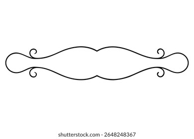 A black vector illustration of a decorative border featuring swirling elements on a white background. The style is simple yet elegant.