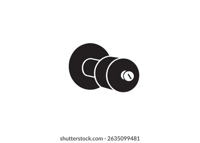Ilustração de vetor preto de um botão de porta em um estilo de silhueta limpo e minimalista. Ideal para projetos de melhoria de casa, gráficos de hardware interior, ícones de segurança, temas de construção