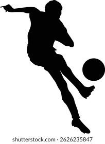 Black vector illustration of a football player in action. Great for tournament flyers, sportswear logos, or fan merchandise
