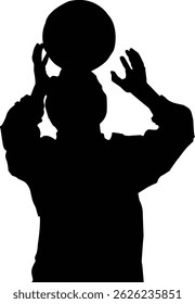 Black vector illustration of a football player in action. Great for tournament flyers, sportswear logos, or fan merchandise