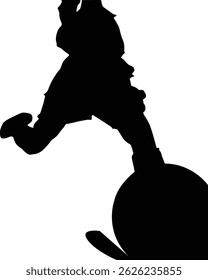 Ilustração do vetor preto de um jogador de futebol em ação. Ótimo para folhetos de torneio, logotipos de roupas esportivas ou mercadorias para fãs