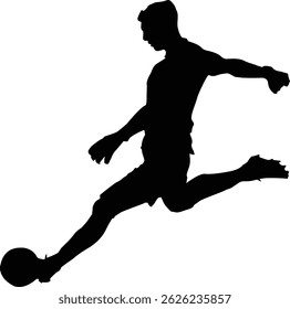 Black vector illustration of a football player in action. Great for tournament flyers, sportswear logos, or fan merchandise
