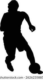Black vector illustration of a football player in action. Great for tournament flyers, sportswear logos, or fan merchandise