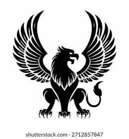 Black vector illustration of a heraldic eagle, perfect as a tattoo design or logo symbol