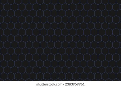 Black vector illustration of hexagons pattern. Geometric abstract background with simple hexagonal elements.