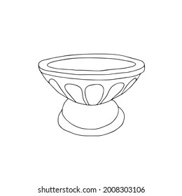 A Black Vector illustration of the marble flower vase for flowers isolated on a white background