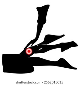 Black vector illustration  massage legs with hands.