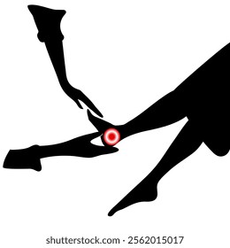 Black vector illustration  massage legs with hands.