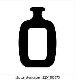 Black vector illustration of modern ceramic vase. Single element in trendy boho style isolated on white background