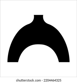 Black vector illustration of modern ceramic vase. Single element in trendy boho style isolated on white background