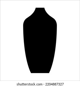 Black vector illustration of modern ceramic vase. Single element in trendy boho style isolated on white background