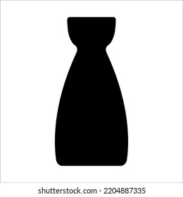 Black vector illustration of modern ceramic vase. Single element in trendy boho style isolated on white background