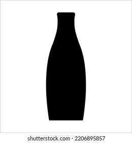 Black vector illustration of modern ceramic vase. Single element in trendy boho style isolated on white background