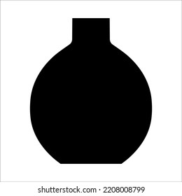 Dibujo vectorial negro de jarrón de cerámica moderna. Un único elemento en estilo boho de moda aislado de fondo blanco