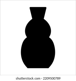 Black vector illustration of modern ceramic vase. Single element in trendy boho style isolated on white background