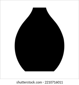 Schwarze Vektorgrafik moderner Keramikvase. Einzelelement im trendy-boho-Stil einzeln auf weißem Hintergrund