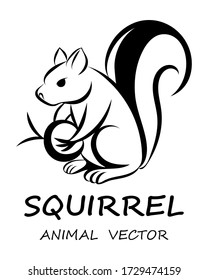 Black Vector illustration on a white background of a squirrel. Suitable for making logo.