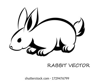 Black Vector illustration on a white background of a rabbit. Suitable for making logo.