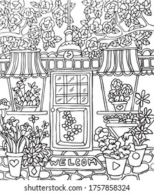 Adult Coloring Page Houses High Res Stock Images Shutterstock