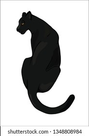  Black vector illustration of a  panther on a white background