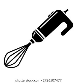 Ilustração de vetor preto de misturador elétrico portátil com fio de uísque para cozinhar e assar