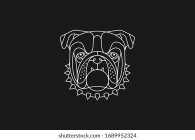 Black vector illustration in portrait mode about a bulldog