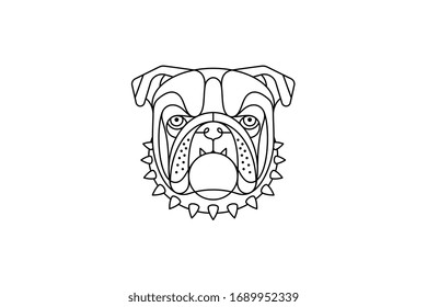 Black vector illustration in portrait mode about a bulldog
