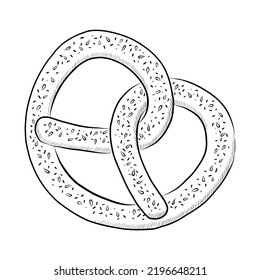 BLACK VECTOR ILLUSTRATION OF A PRETZEL ISOLATED ON A WHITE BACKGROUND