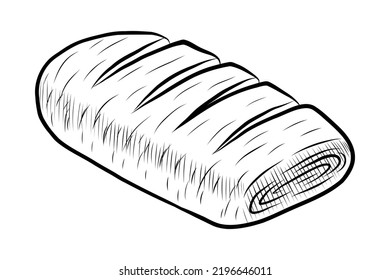 BLACK VECTOR ILLUSTRATION OF PUFF PASTRY ISOLATED ON WHITE BACKGROUND