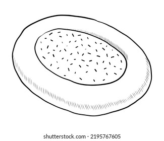 BLACK VECTOR ILLUSTRATION OF A ROUND CHEESECAKE ISOLATED ON A WHITE BACKGROUND