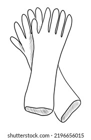BLACK VECTOR ILLUSTRATION OF RUBBER GLOVES INSULATED ON WHITE BACKGROUND