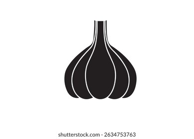 Ilustração de vetor preto de um único bulbo de alho em um estilo de silhueta limpo e minimalista. Ideal para projetos culinários, embalagem de alimentos orgânicos, gráficos com temas de cozinha, ícones de ervas e especiarias.