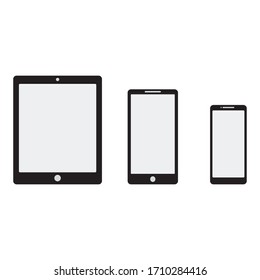 
Black vector illustration of smart phones, tablets, gadget