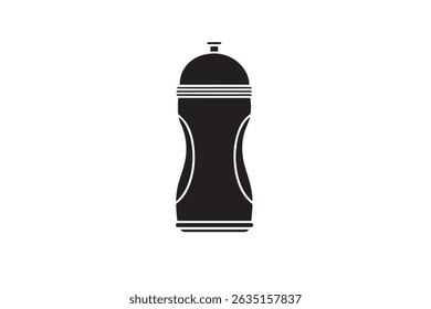 Ilustração de vetor preto de uma garrafa de esporte em um estilo de silhueta arrojada. Ideal para fitness, ginástica, hidratação e projetos de atividade ao ar livre. Totalmente editável e escalável com um fundo branco. 