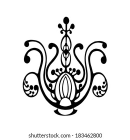 Black  vector illustration of stylized florid flower