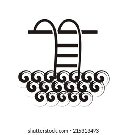 Black vector illustration of swimming pool icon isolated