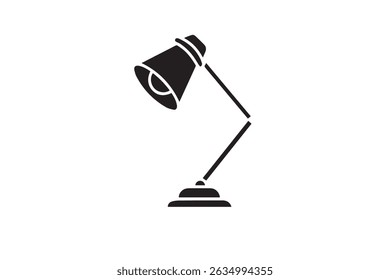 Black vector illustration of a table lamp in a clean and elegant silhouette style. Ideal for home decor designs, interior design concepts, lighting equipment icons, bedroom or living room graphics