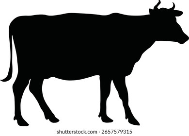 black vector image of a cow animal