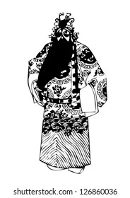 Black vector image of the goddess of fertility of Chinese warriors Kwnao in the history of China.eps10