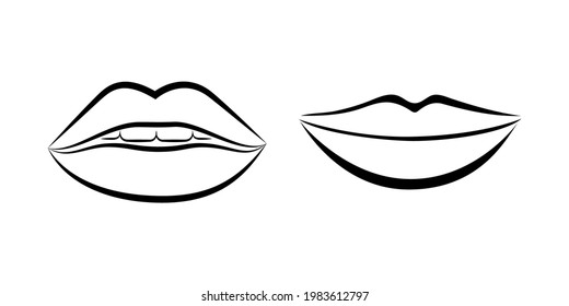 Imagen vectorial negra de la impresión de labios