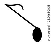 A black vector image of a musical eighth note. Ideal for music education, composition, rhythm practice, sheet music design, and musical symbols. Minimalist and modern style.
